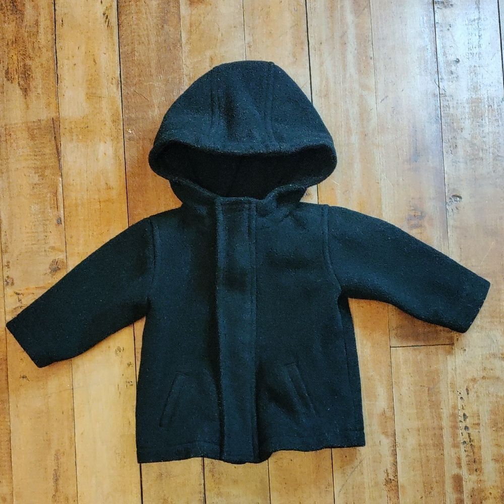 Old Navy Pea Coat Black 6 to 12 months baby Hooded Jacket Unisex